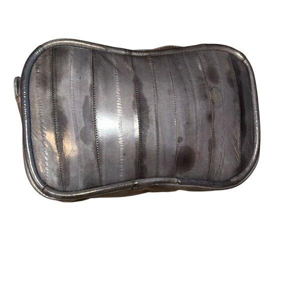 vintage gray eel skin zipper pouch - Picture 2 of 4